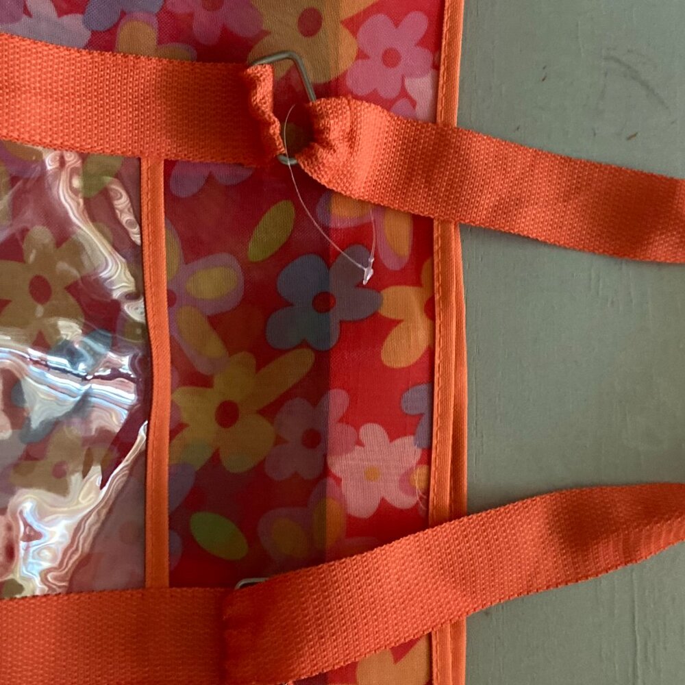 Fun flowered orange beach bag - Picture 3 of 4